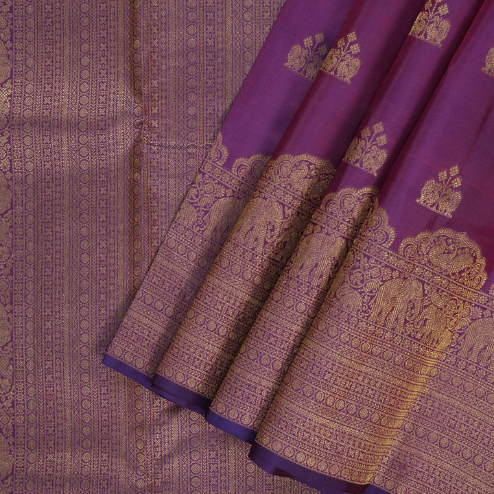 Hayagrivas Handloom Purple Kanjivaram Silk Saree KBF160D4-1