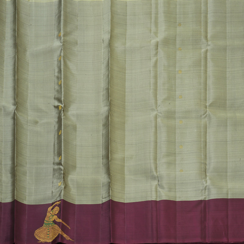 Hayagrivas Handloom Cement Grey Kanjivaram Silk Saree with Wine Border KBF160D5-2