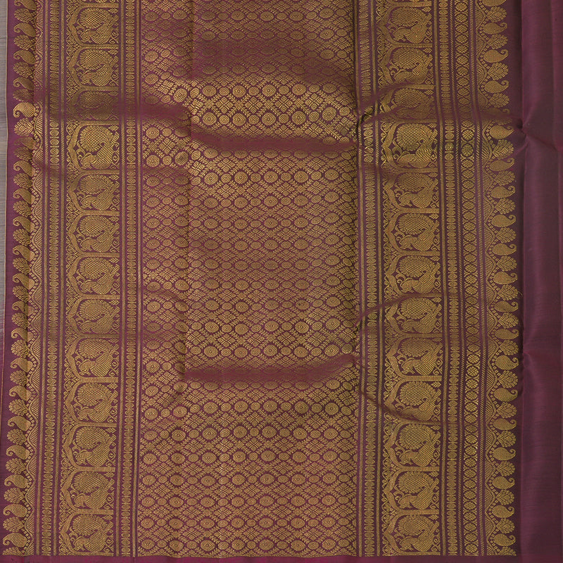 Hayagrivas Handloom Cement Grey Kanjivaram Silk Saree with Wine Border KBF160D5-2