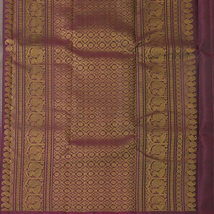 Hayagrivas Handloom Cement Grey Kanjivaram Silk Saree with Wine Border KBF160D5-2