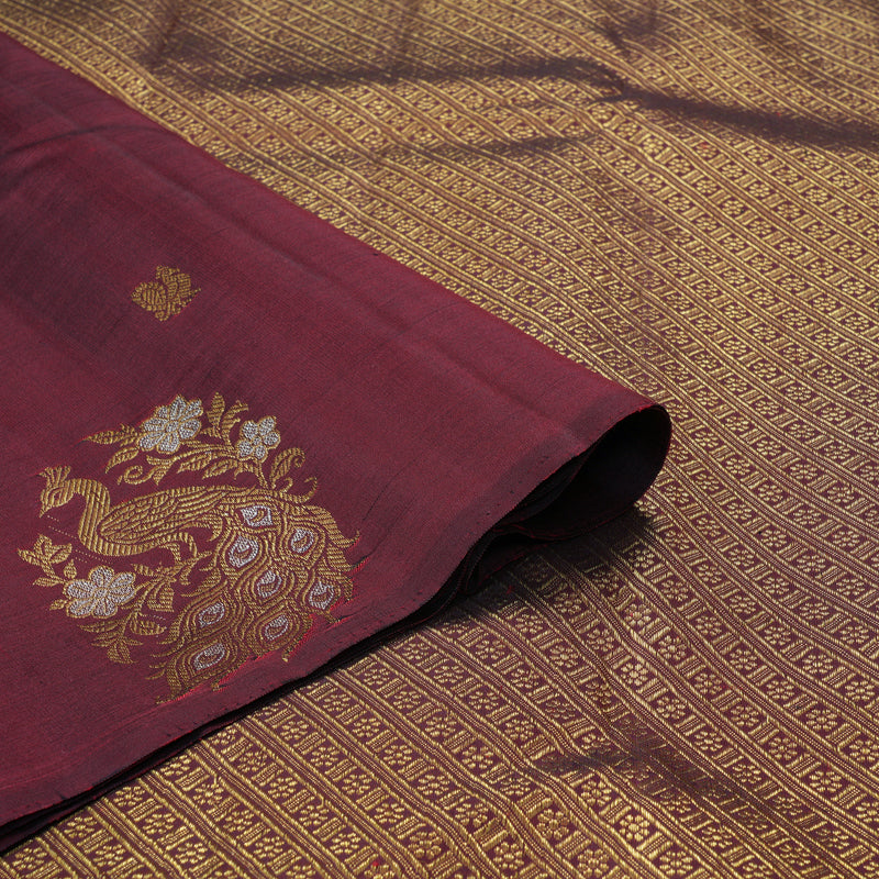 Hayagrivas Handloom Wine Maroon Kanjivaram Silk Saree KBF161D2-1
