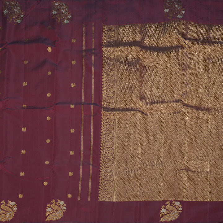 Hayagrivas Handloom Wine Maroon Kanjivaram Silk Saree KBF161D2-1
