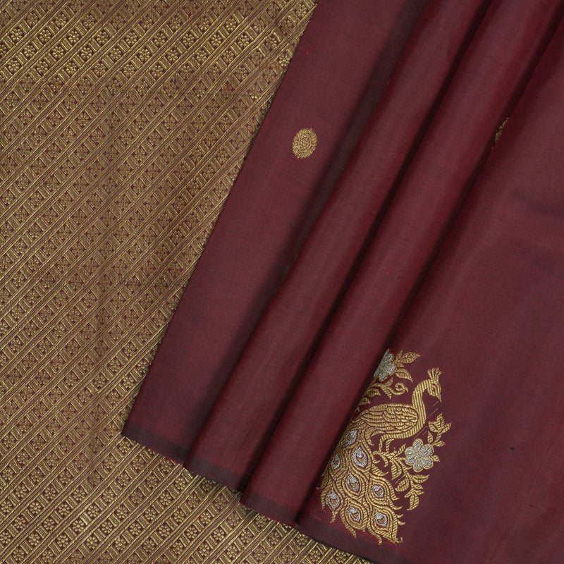 Hayagrivas Handloom Wine Maroon Kanjivaram Silk Saree KBF161D2-1