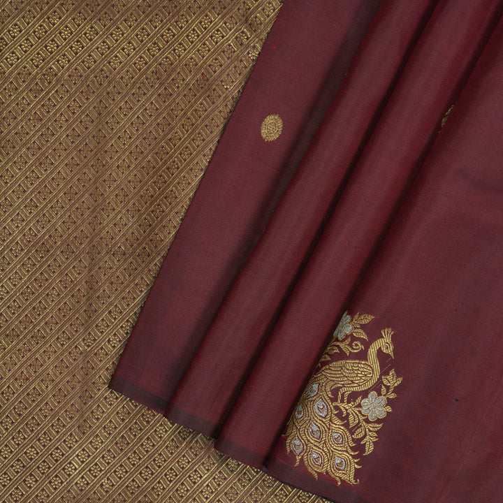 Hayagrivas Handloom Wine Maroon Kanjivaram Silk Saree KBF161D2-1