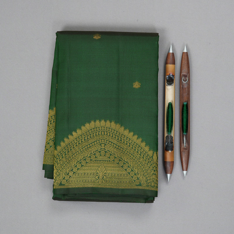 Hayagrivas Handloom Bottle Green Kanjivaram Silk Saree KBF163D1-2