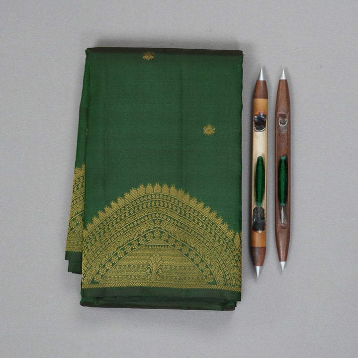 Hayagrivas Handloom Bottle Green Kanjivaram Silk Saree KBF163D1-2