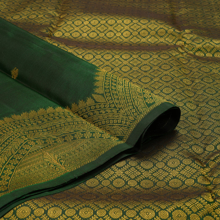 Hayagrivas Handloom Bottle Green Kanjivaram Silk Saree KBF163D1-2