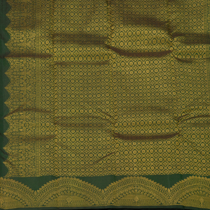 Hayagrivas Handloom Bottle Green Kanjivaram Silk Saree KBF163D1-2
