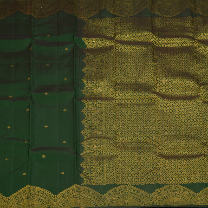 Hayagrivas Handloom Bottle Green Kanjivaram Silk Saree KBF163D1-2