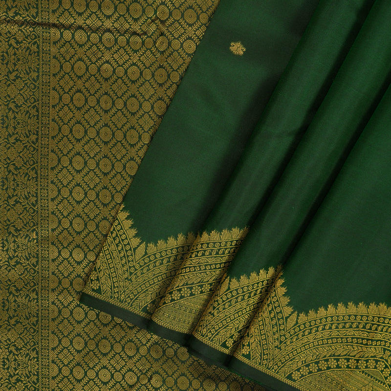 Hayagrivas Handloom Bottle Green Kanjivaram Silk Saree KBF163D1-2