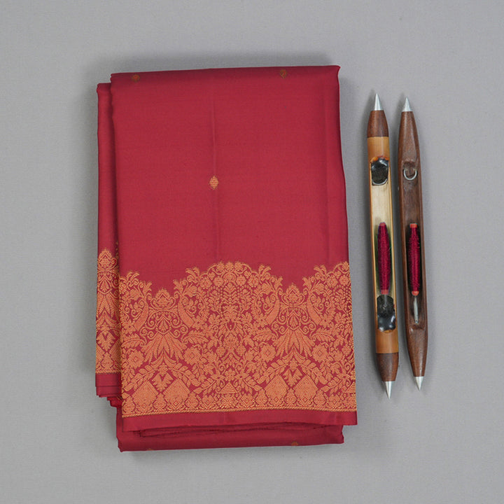 Hayagrivas Handloom Red Kanjivaram Silk Saree KBF163D1-3