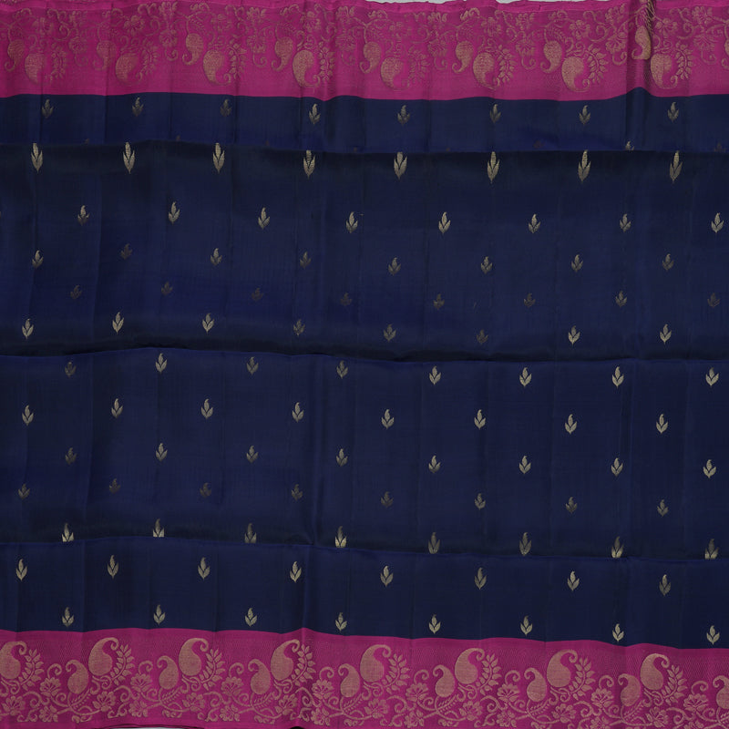 Hayagrivas Navy Blue Handloom Soft Silk Saree KBF171E3-4