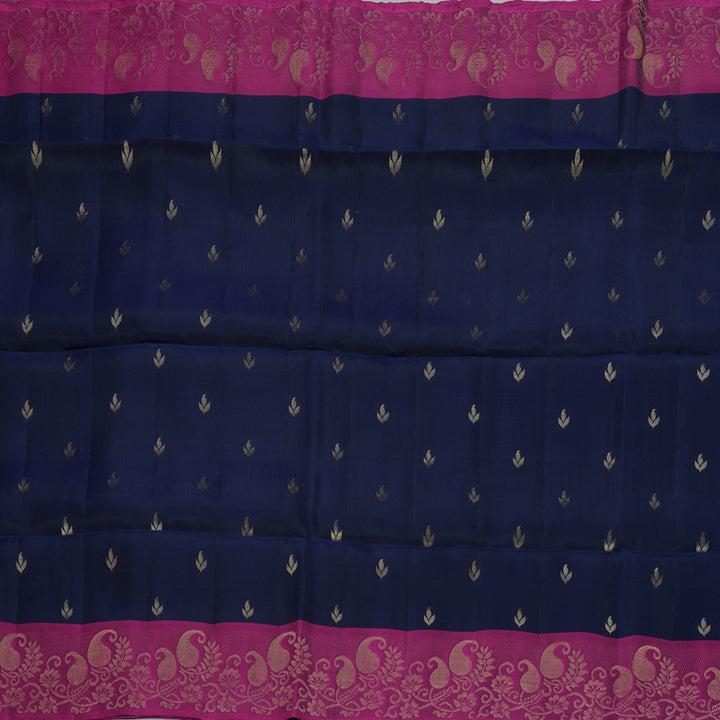 Hayagrivas Navy Blue Handloom Soft Silk Saree KBF171E3-4