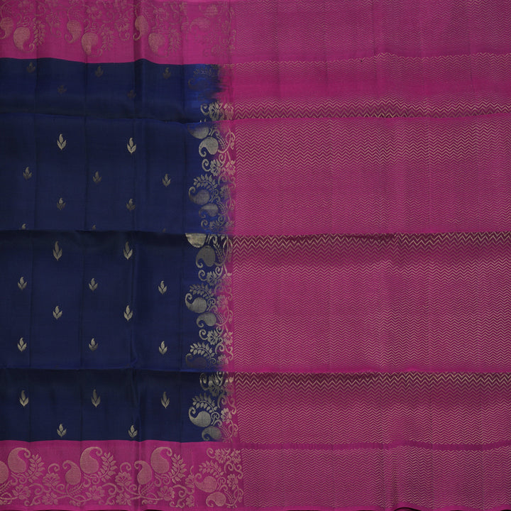 Hayagrivas Navy Blue Handloom Soft Silk Saree KBF171E3-4