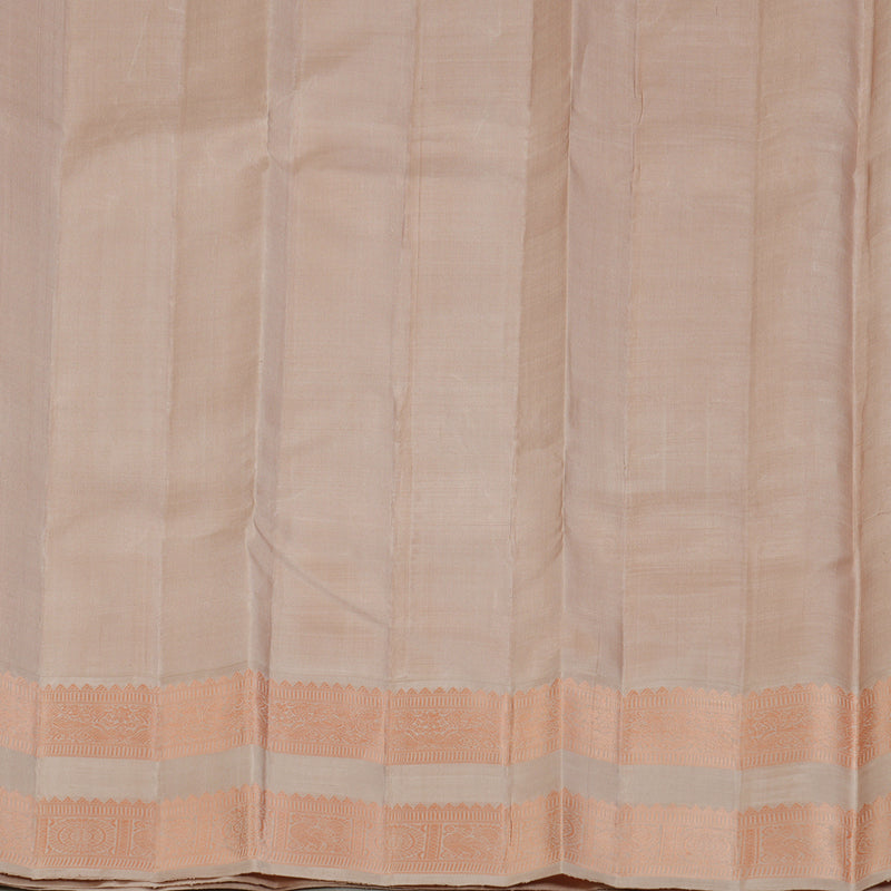 Hayagrivas Handloom Mild Peach Kanjivaram Silk Saree with Light Brown Border KBF176E2-2