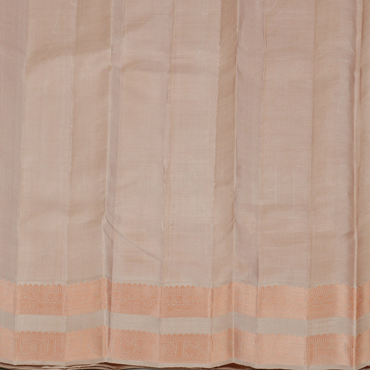 Hayagrivas Handloom Mild Peach Kanjivaram Silk Saree with Light Brown Border KBF176E2-2