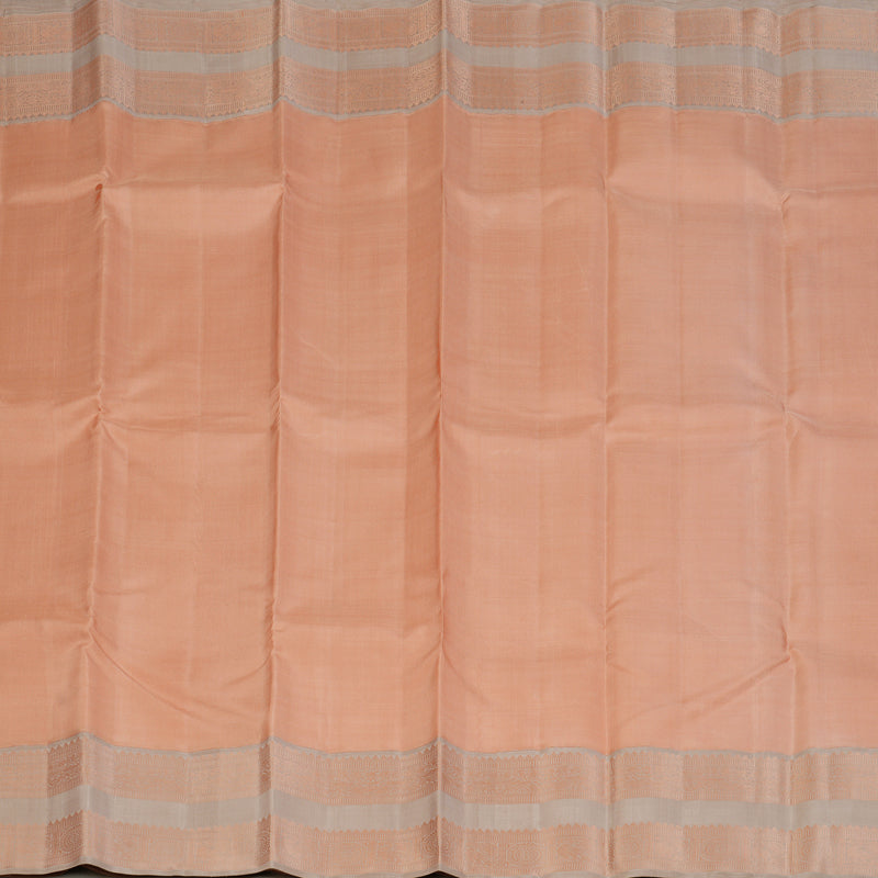 Hayagrivas Handloom Mild Peach Kanjivaram Silk Saree with Light Brown Border KBF176E2-2