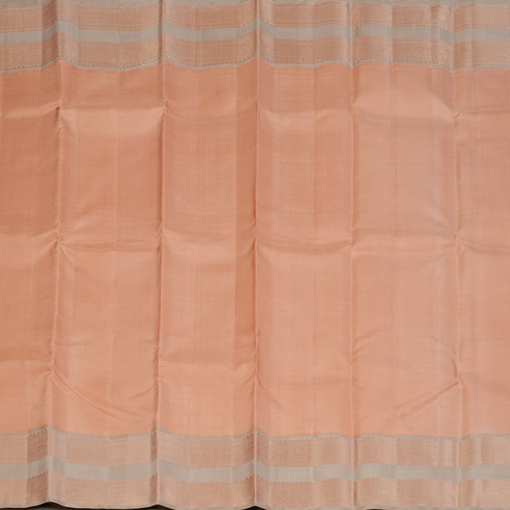 Hayagrivas Handloom Mild Peach Kanjivaram Silk Saree with Light Brown Border KBF176E2-2