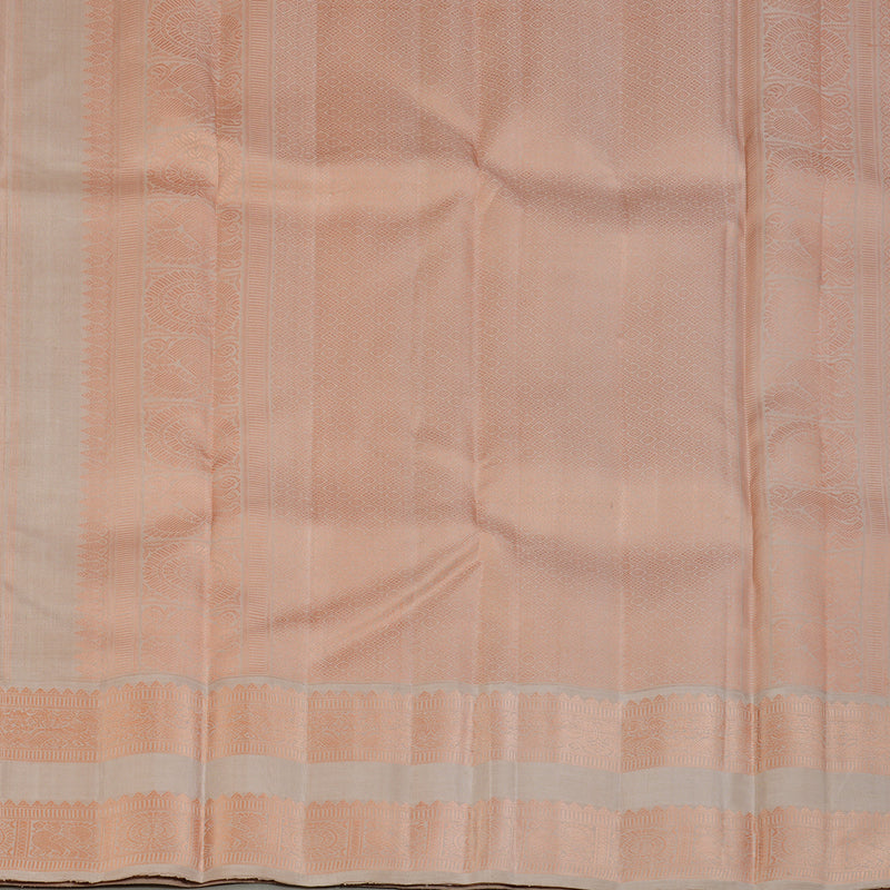 Hayagrivas Handloom Mild Peach Kanjivaram Silk Saree with Light Brown Border KBF176E2-2
