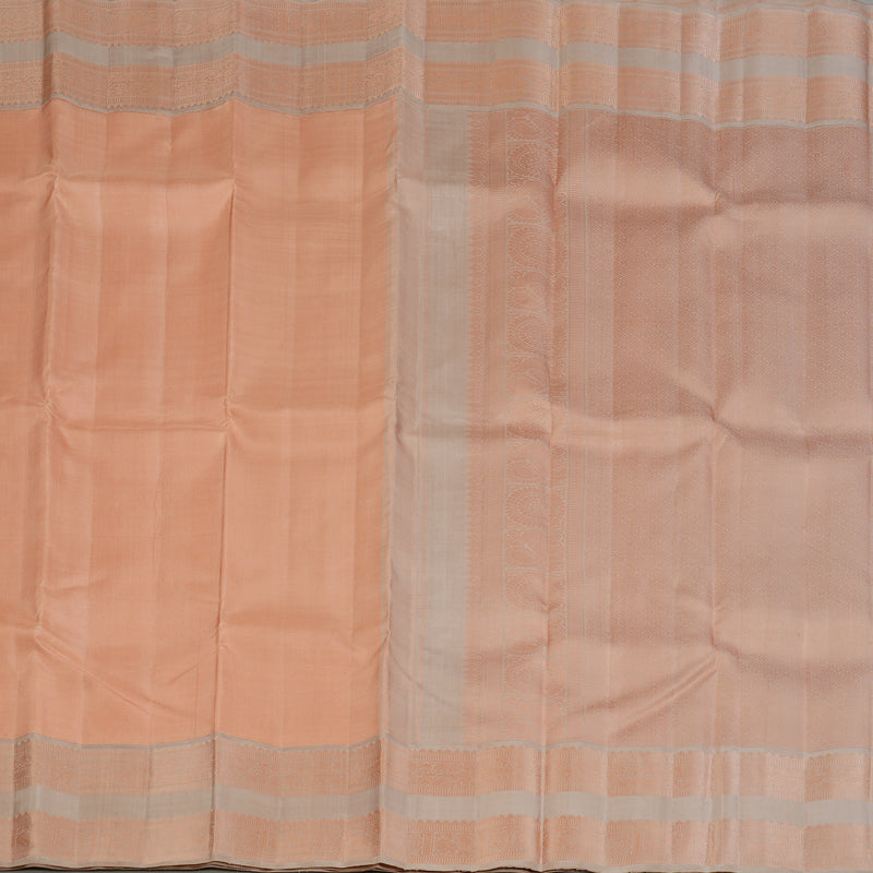 Hayagrivas Handloom Mild Peach Kanjivaram Silk Saree with Light Brown Border KBF176E2-2