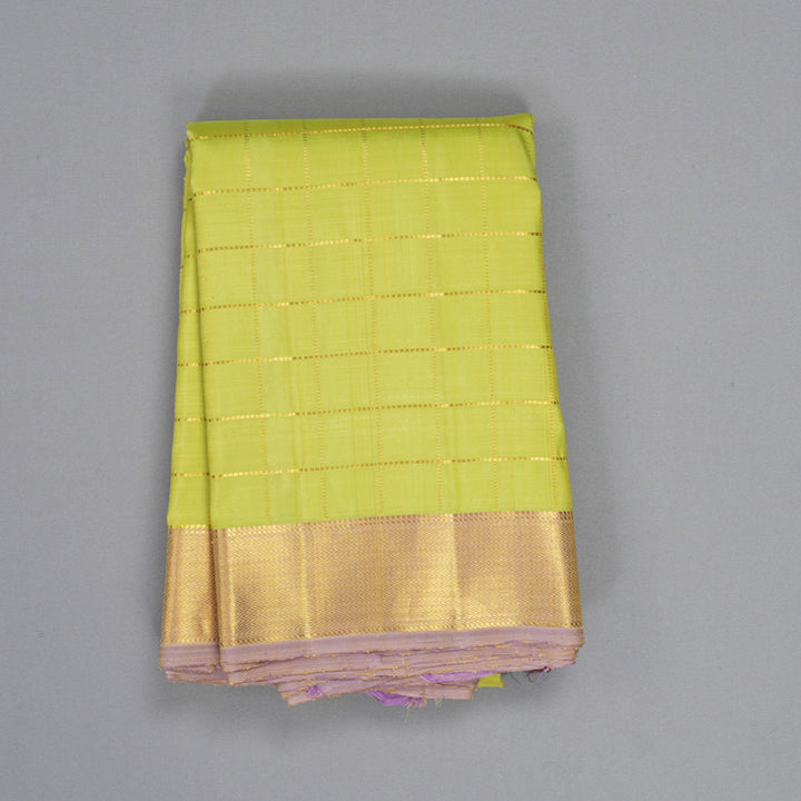 Hayagrivas Handloom Pista Green Kanjivaram Silk Saree with Lilac Border KBF176E4-1