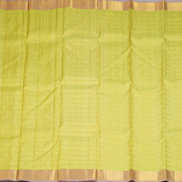 Hayagrivas Handloom Pista Green Kanjivaram Silk Saree with Lilac Border KBF176E4-1