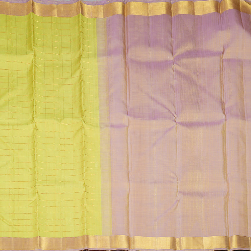 Hayagrivas Handloom Pista Green Kanjivaram Silk Saree with Lilac Border KBF176E4-1