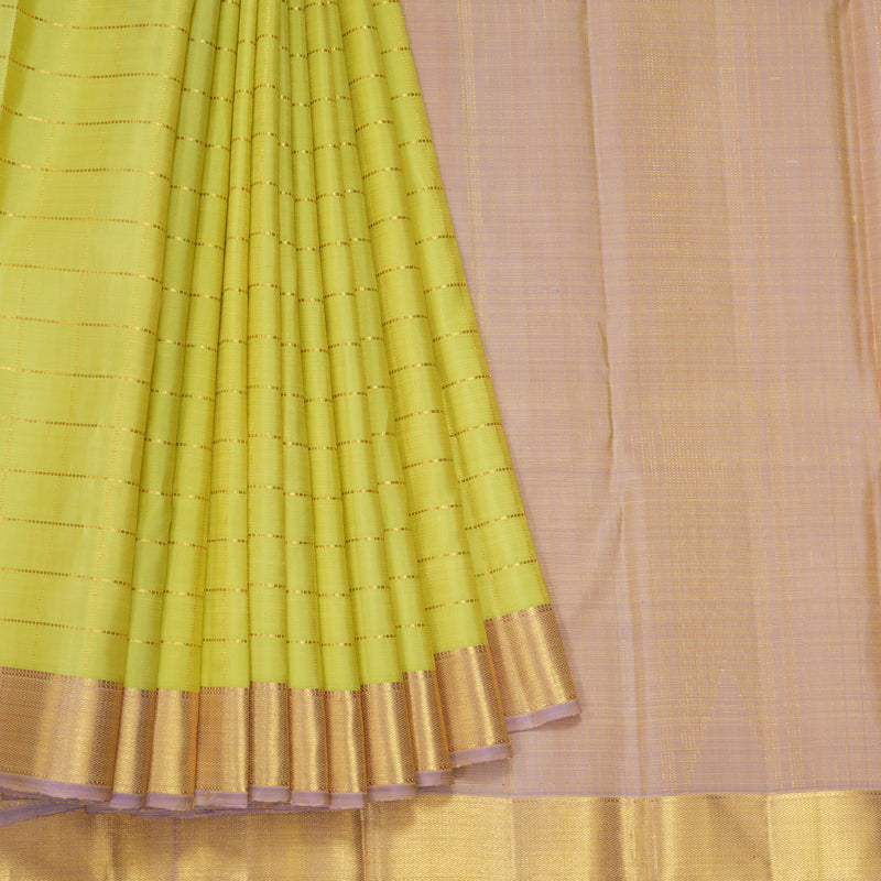 Hayagrivas Handloom Pista Green Kanjivaram Silk Saree with Lilac Border KBF176E4-1