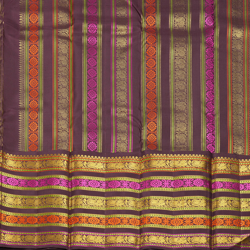 Hayagrivas Handloom Mambazham Orange Kanjivaram Silk Saree with Plum Purple Border KBF177E10-1