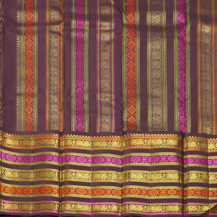 Hayagrivas Handloom Mambazham Orange Kanjivaram Silk Saree with Plum Purple Border KBF177E10-1