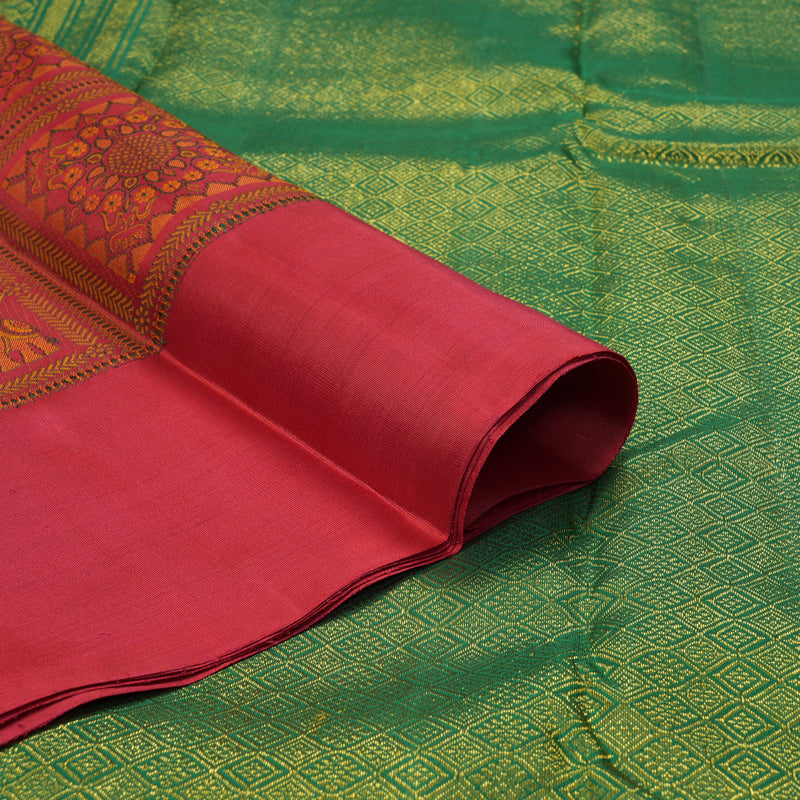 Hayagrivas Handloom Reddish Pink Kanjivaram Silk Saree KBF177E5-1