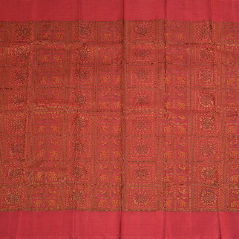 Hayagrivas Handloom Reddish Pink Kanjivaram Silk Saree KBF177E5-1