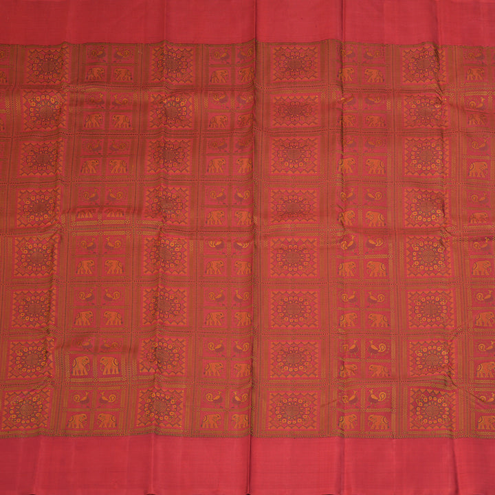 Hayagrivas Handloom Reddish Pink Kanjivaram Silk Saree KBF177E5-1