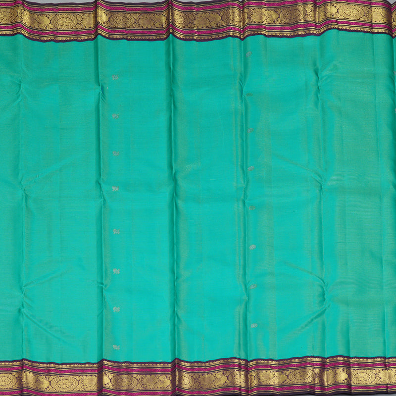 Hayagrivas Handloom Sea Green Kanjivaram Silk Saree with Purple Border KBF177E8-1