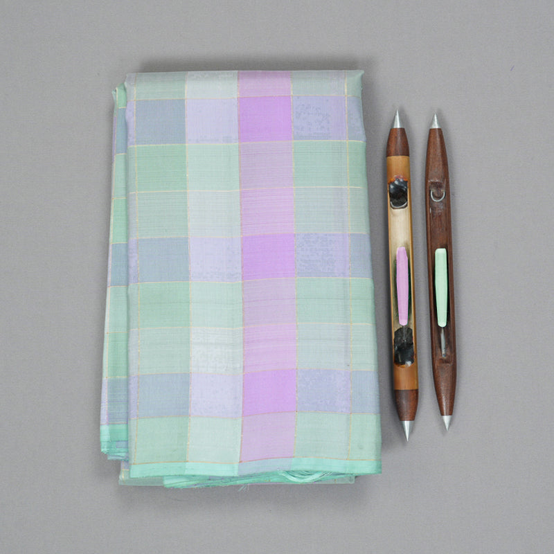 Hayagrivas Handloom Pastel Checks Kanjivaram Silk Saree KBF178E3-1