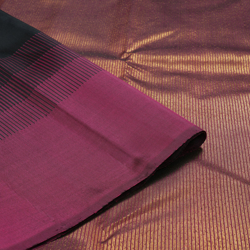 Hayagrivas Handloom Black Kanjivaram Silk Saree with Wine Border KBF178E4-1