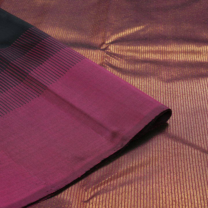 Hayagrivas Handloom Black Kanjivaram Silk Saree with Wine Border KBF178E4-1