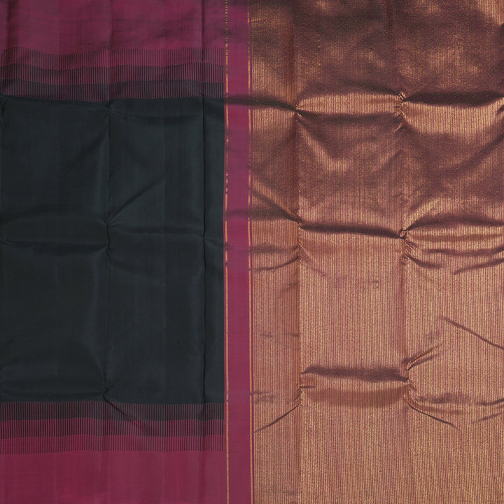 Hayagrivas Handloom Black Kanjivaram Silk Saree with Wine Border KBF178E4-1