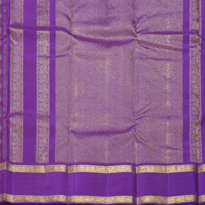 Hayagrivas Handloom Multicolour Checks Kanjivaram Silk Saree with Voilet Retta Pet Border KBF178E5-1
