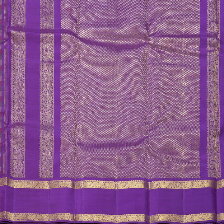 Hayagrivas Handloom Multicolour Checks Kanjivaram Silk Saree with Voilet Retta Pet Border KBF178E5-1