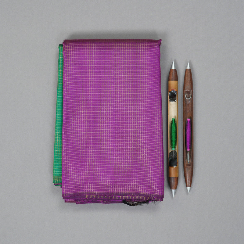Hayagrivas Handloom Purple Kanjivaram Silk Saree with Green Border KBF178E6-1