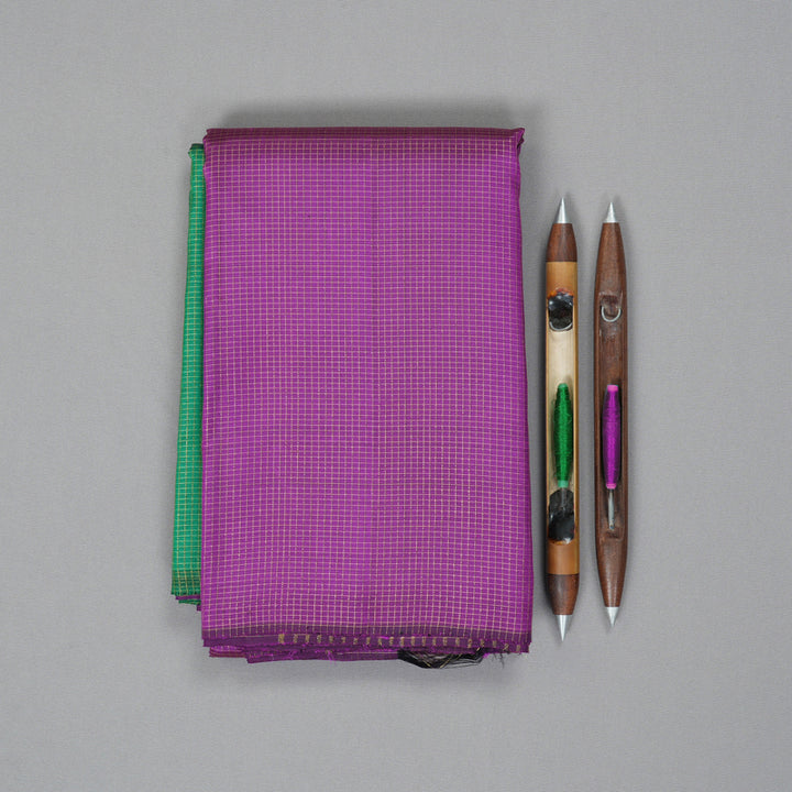Hayagrivas Handloom Purple Kanjivaram Silk Saree with Green Border KBF178E6-1