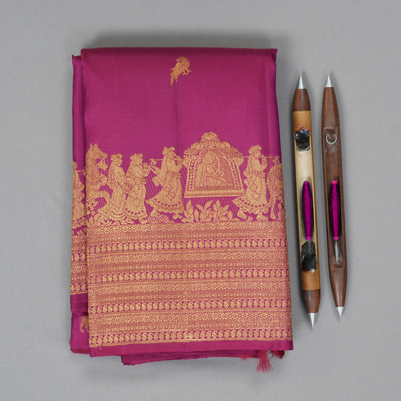 Hayagrivas Handloom Magenta Kanjivaram Silk Saree KBF178E9-1
