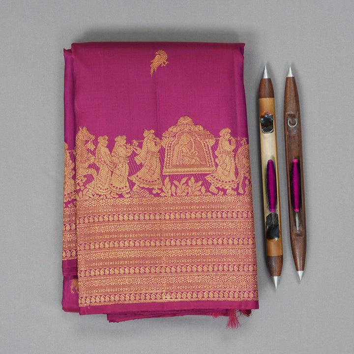 Hayagrivas Handloom Magenta Kanjivaram Silk Saree KBF178E9-1