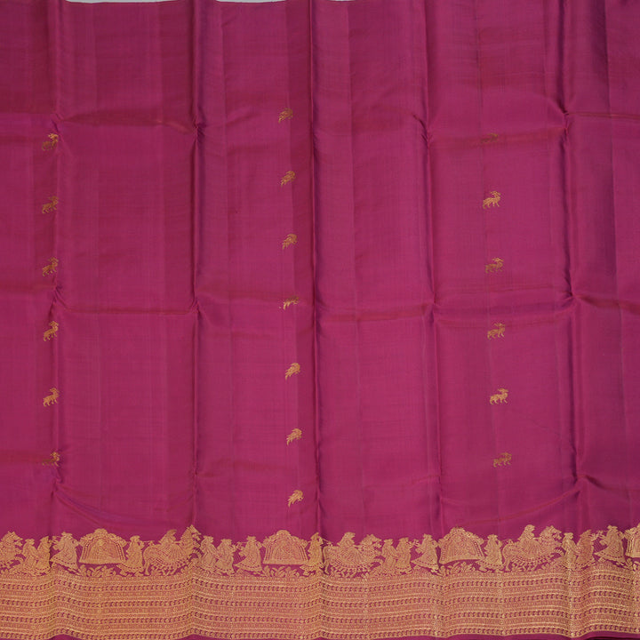 Hayagrivas Handloom Magenta Kanjivaram Silk Saree KBF178E9-1