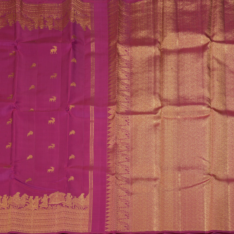 Hayagrivas Handloom Magenta Kanjivaram Silk Saree KBF178E9-1