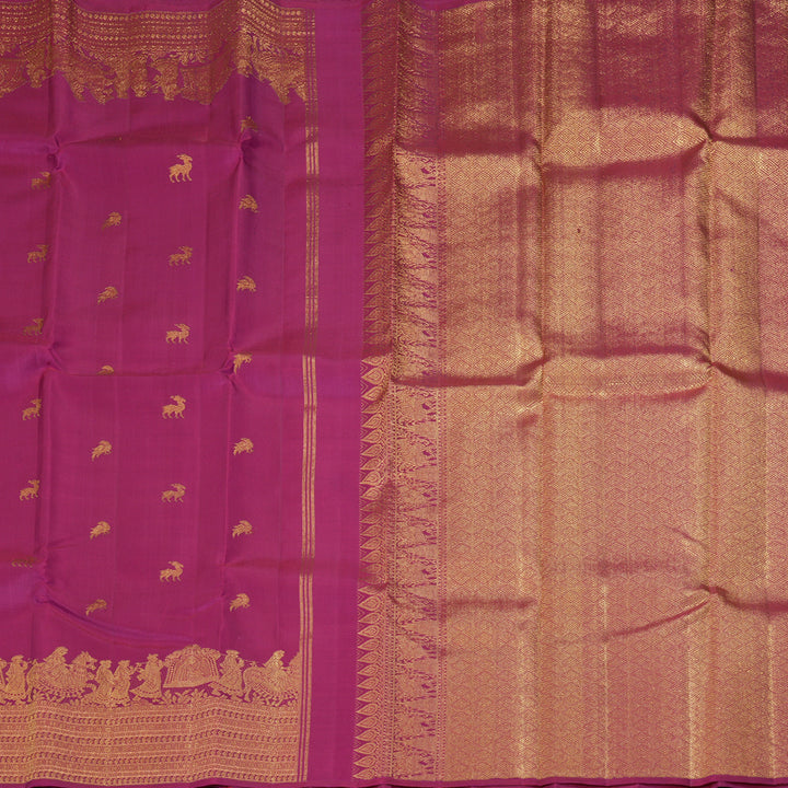 Hayagrivas Handloom Magenta Kanjivaram Silk Saree KBF178E9-1