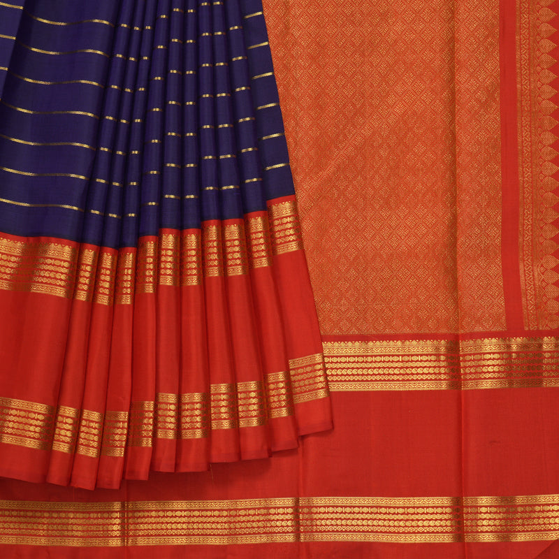 Hayagrivas Handloom Purple Kanjivaram Silk Saree with Red Border KBF179E5-1