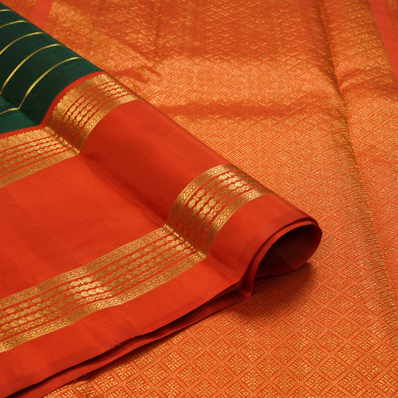 Hayagrivas Handloom Bottle Green Kanjivaram Silk Saree with Red Border KBF179E5-2