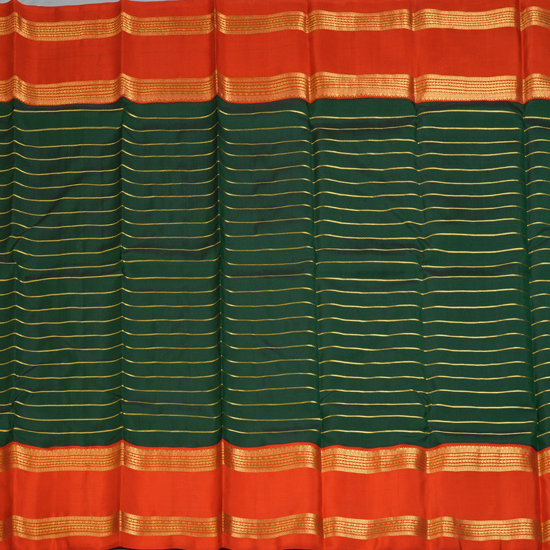 Hayagrivas Handloom Bottle Green Kanjivaram Silk Saree with Red Border KBF179E5-2